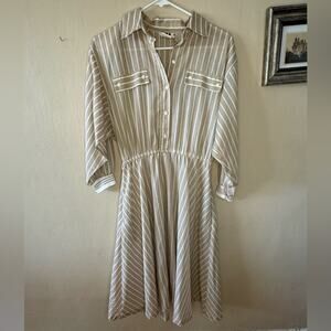 70s vintage brown and white shirt dress